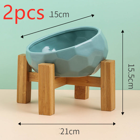 Premium Pet Supplies Bowl Ceramic Cat Bowl Dog Bowl Oblique Mouth With Unique Rack