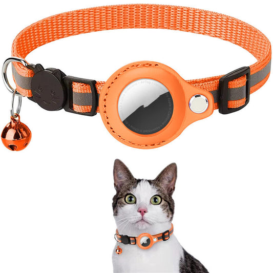 Airtag Cat Collar, Breakaway Cat Airtag Collar with Luminous & Reflective Pattern Strap, Lightweight Kitten Collar for Apple Air tag, Cats, Kittens (9-13")