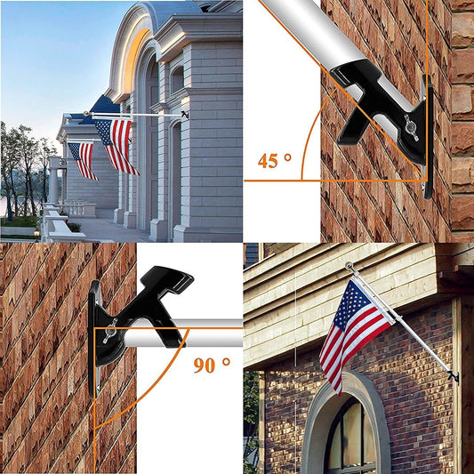 Flag Pole Holder Mount 1'' Two-Position Metal Mounting Bracket For House