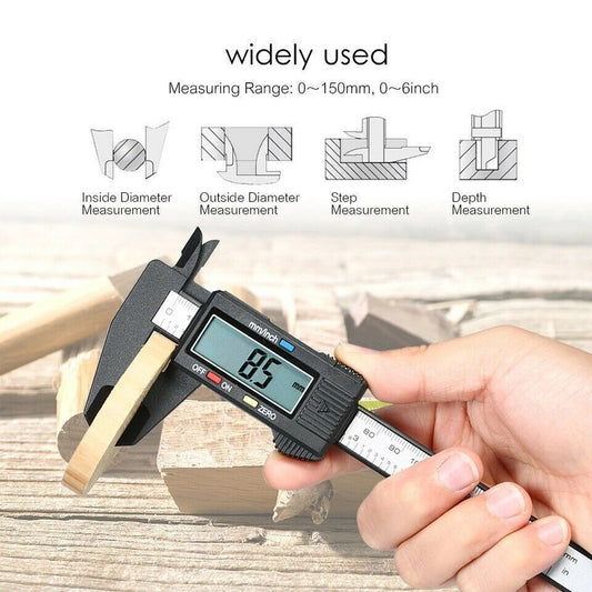 Carbon Fiber Electronic Digital Vernier Caliper Micrometer Gauges LCD 6 150mm