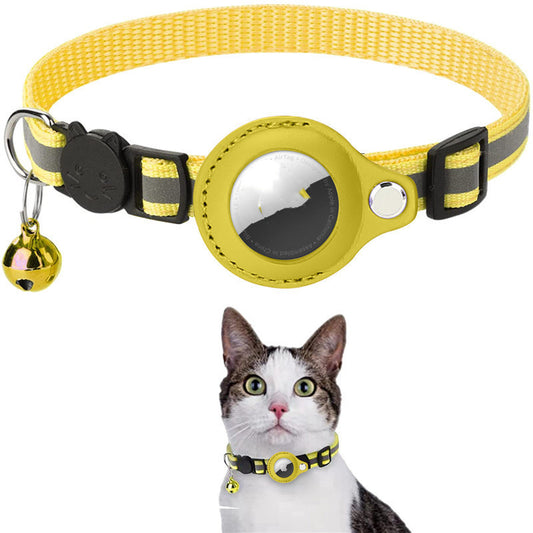 Airtag Cat Collar, Breakaway Cat Airtag Collar with Luminous & Reflective Pattern Strap, Lightweight Kitten Collar for Apple Air tag, Cats, Kittens (9-13")