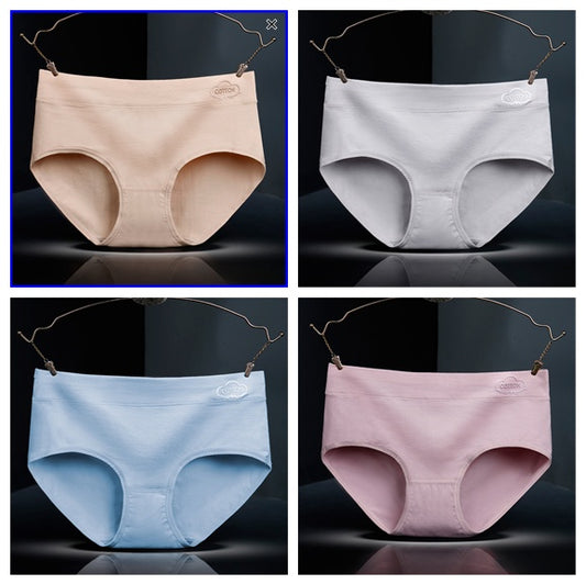 4 Color Set Ladies Mid-rise Cotton Graphene Antibacterial Panties